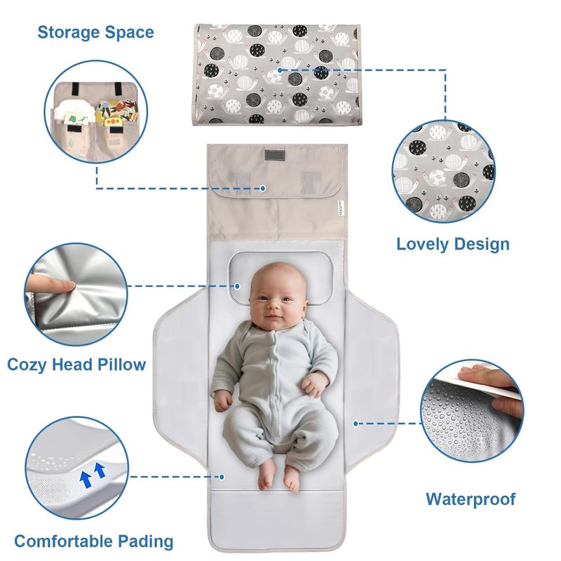 outtip 31" X 24.2" Extra Long Large Lightweight Toddler Diaper Changing Pad Travel, Cute Design 1-36 Month Infant Foldable Baby Changing Mat Wipeable, Changing Pad Portable for Station, Car, Stroller - Image 3